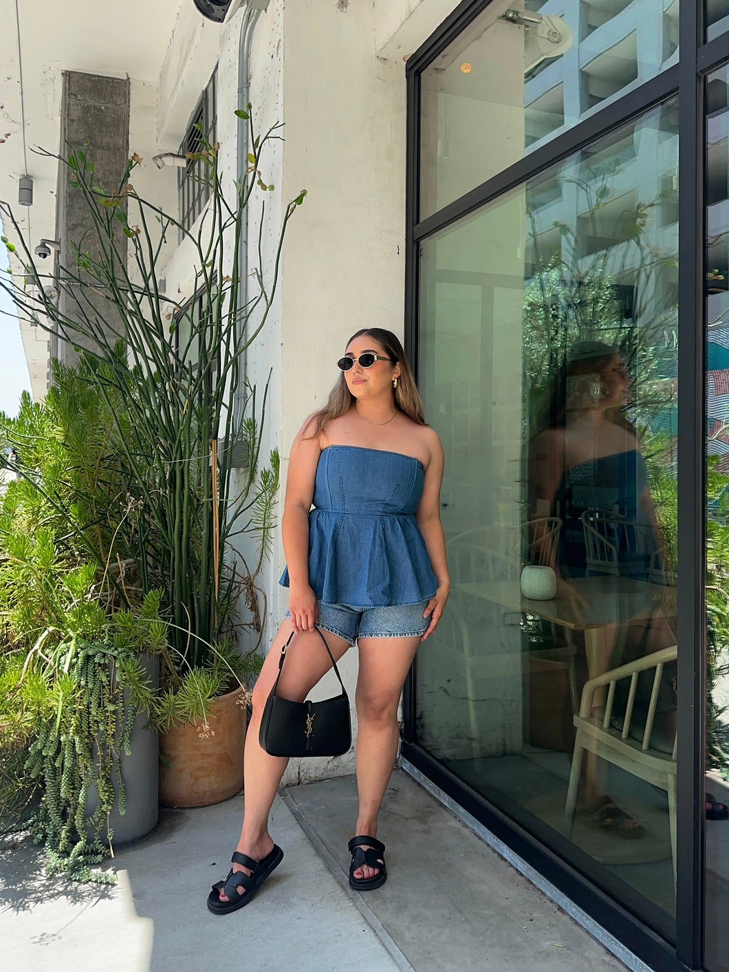 SUNSET STROLL DENIM TOP