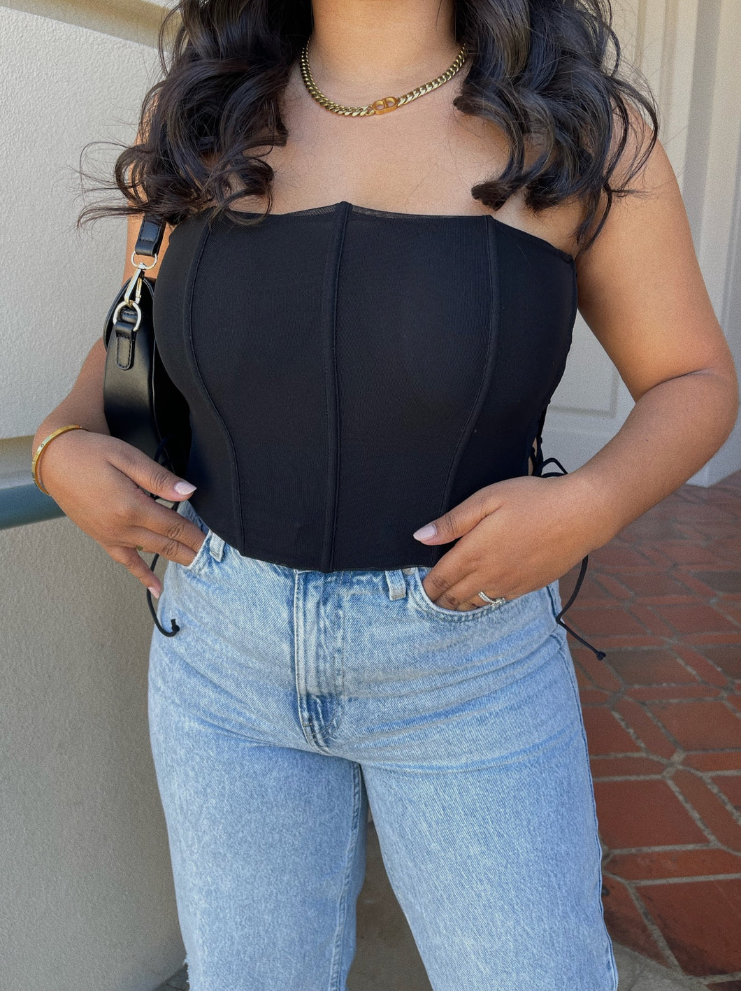 NIGHT OUT CORSET TOP (BLACK)